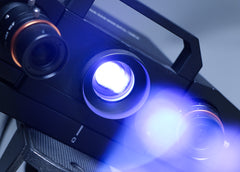 Close-up of the Transcan C structured-light projector and dual cameras