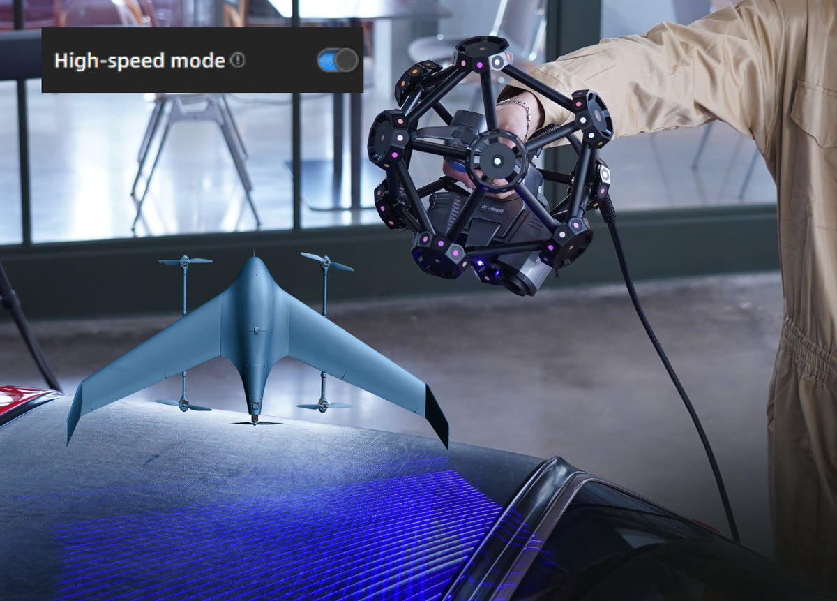 Up to 3,070,000 points/s with 50 crossed blue laser lines