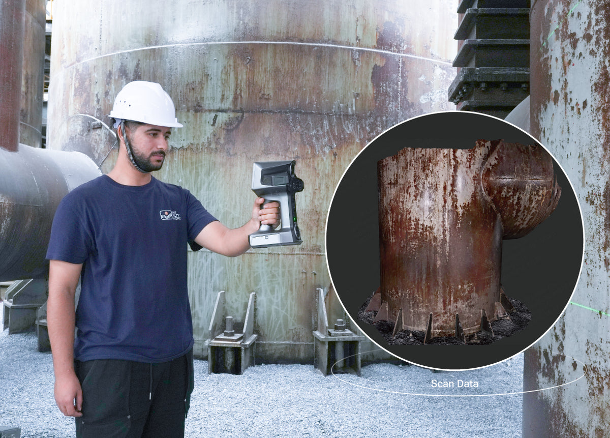 EinScan Libre IR Rapid mode scanning large industrial equipment