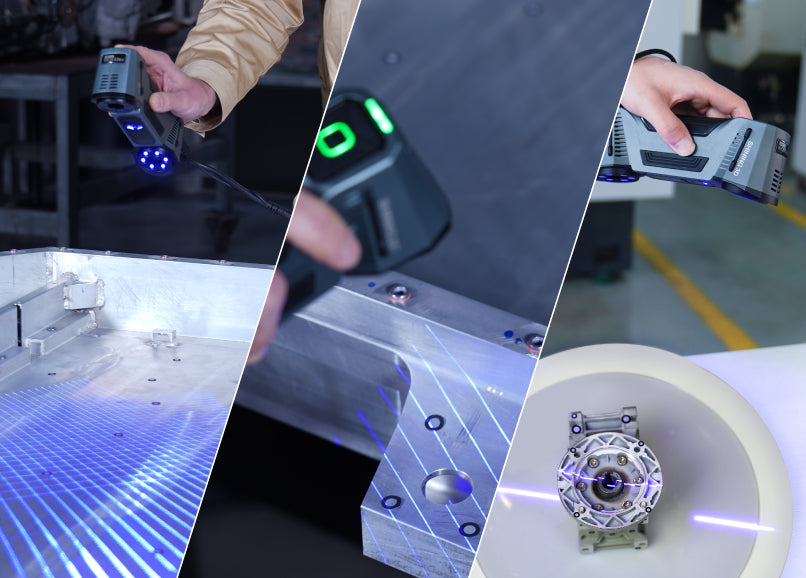 Seven parallel laser lines for fine detail and one single line for deep features
