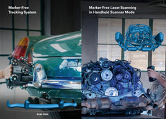 EinScan Trak marker-free tracking and handheld engine scanning comparison