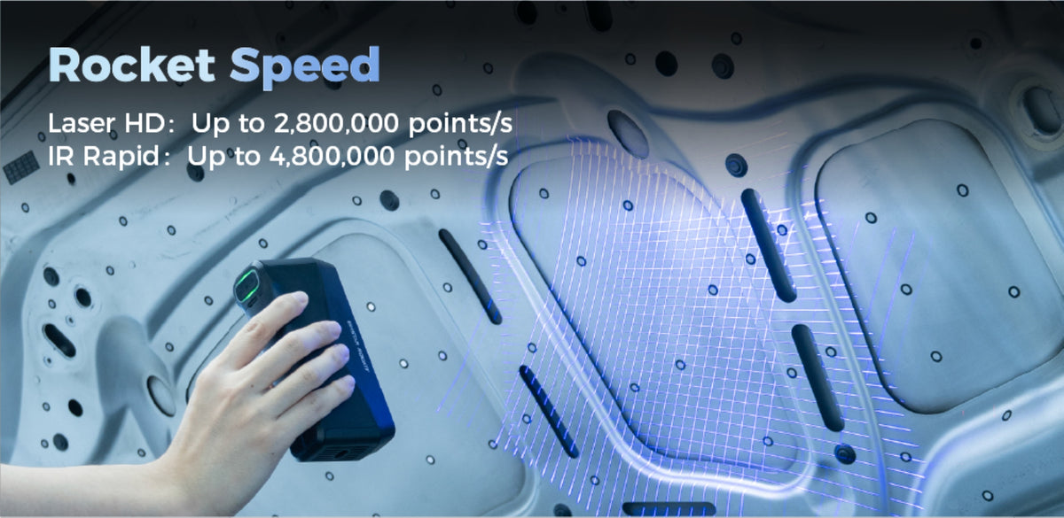 Capture up to 2,800,000 points/s in Laser HD and 4,800,000 points/s in IR Rapid