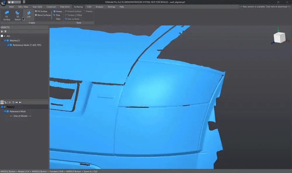 3D sketching and advanced surfacing