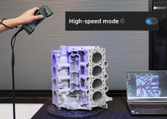 FreeScan Combo high-speed mode scanning an engine housing