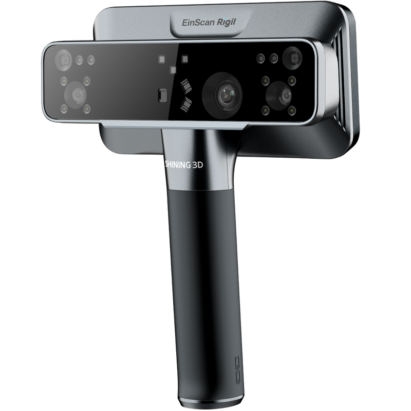 3D scanning device with 'Einscan Rigil' branding on a white background