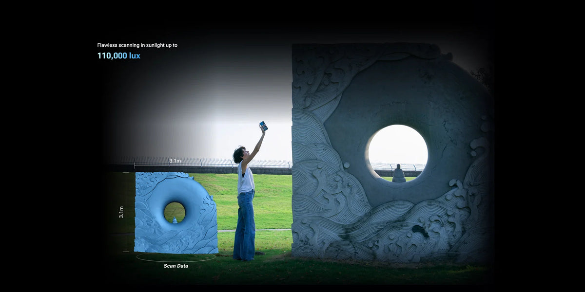Work outdoors with Laser HD below 110,000 lux and IR Rapid below 70,000 lux