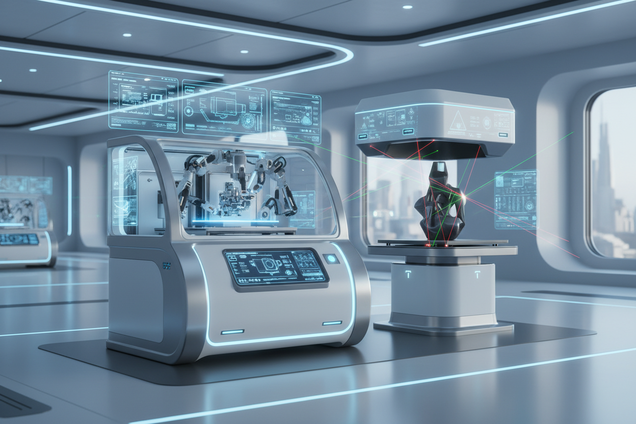 futuristic 3d printer and scanner