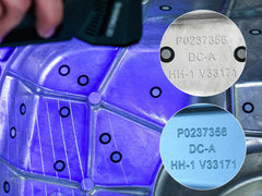 FreeScan Combo capturing stamped identification marks on a metal part